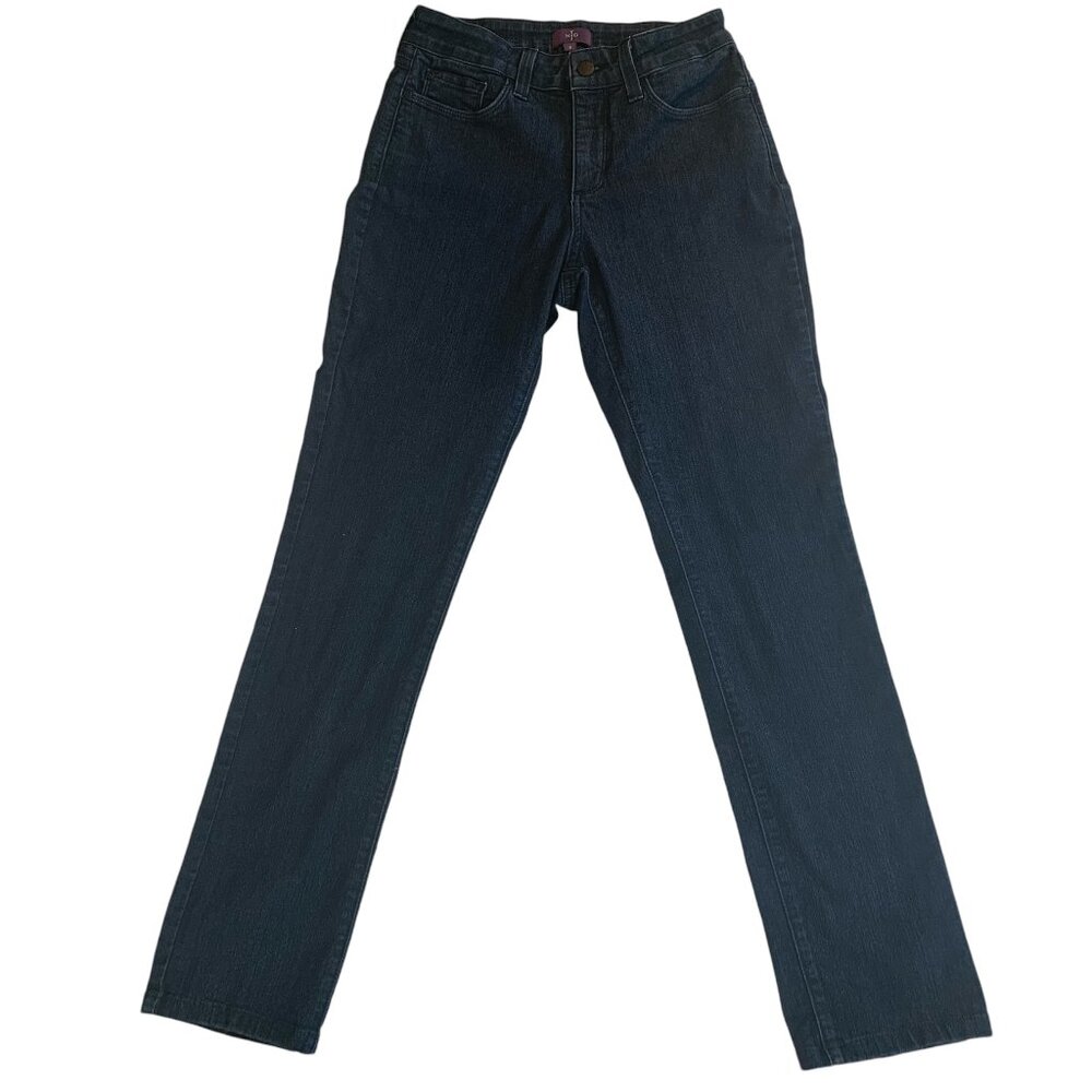NYDJ Slim Fitted Dark Blue Jeans Mid Rise Denim Lift Tuck Tech Size 2, 29 Inseam
